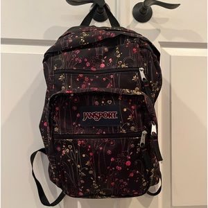 Jansport Black pink yellow floral  backpack. XL